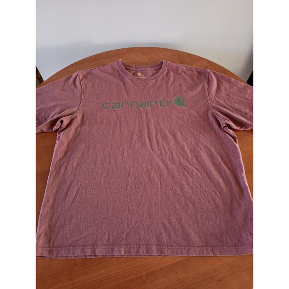 Carhartt Shirt Mens XL Maroon Short Sleeve Crew Neck Original Fit Cotton Logo - Picture 2 of 7